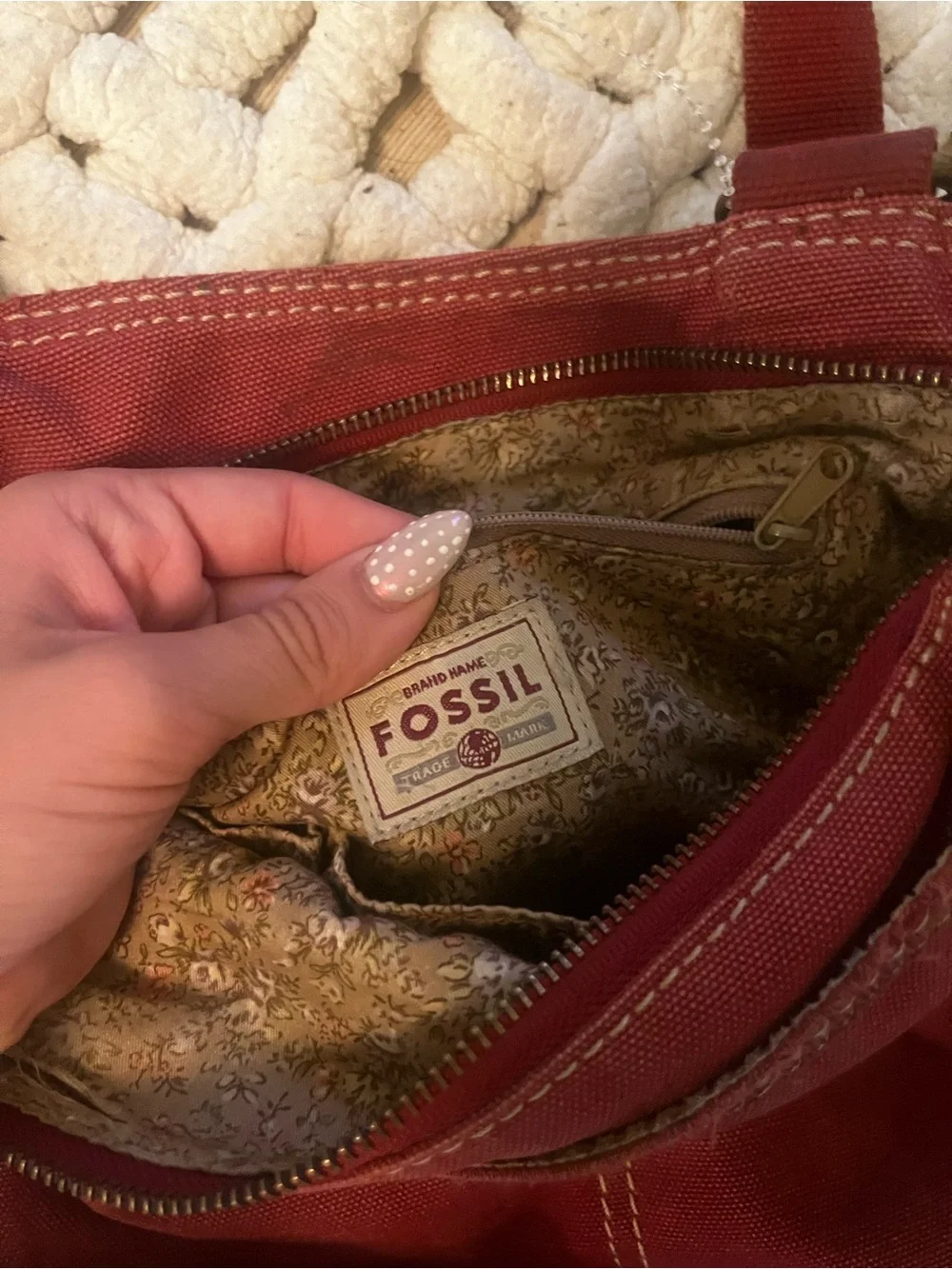 Vintage Fossil Women's Red Crossbody Bag - Compact Everyday Shoulder Bag